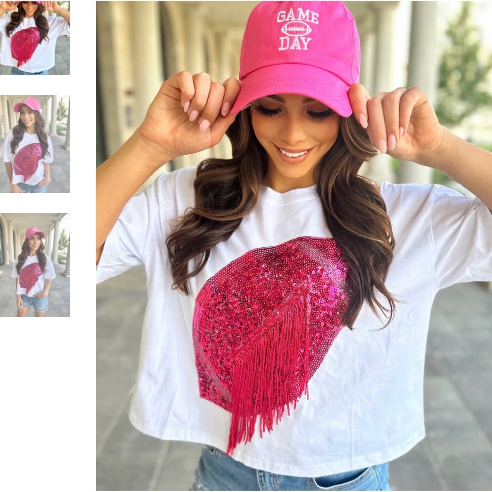 Sequined Football T Shirt